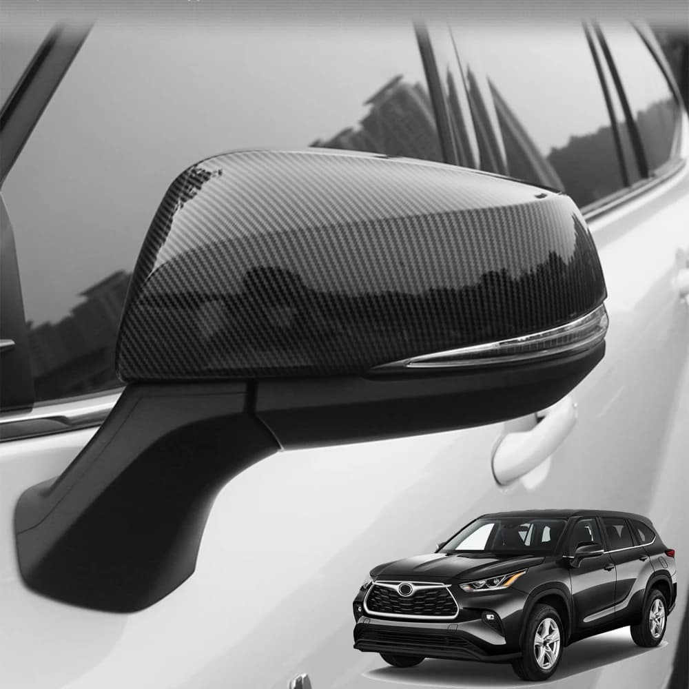 For Toyota Highlander 2022 2023 2024 Car Accessories Carbon Fiber Rearview Mirror Cover Cap Protector Exterior Trim Stickers