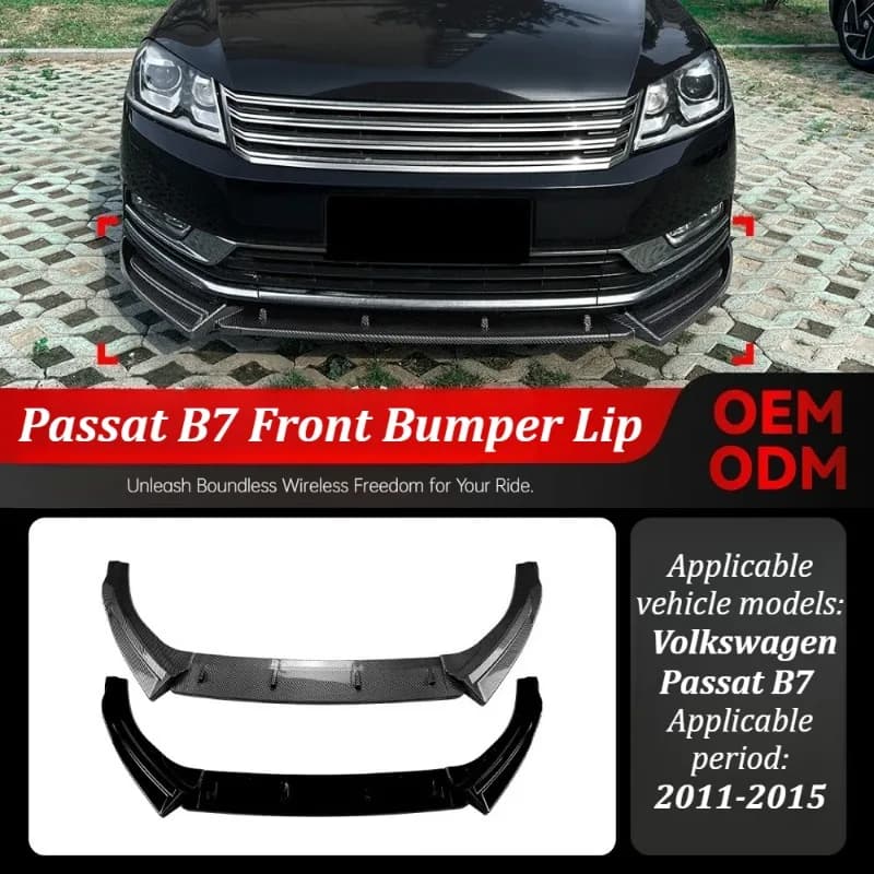 For Volkswagen Passat B7 2011-2015 Front Bumper Lip Spoiler Splitter Body Kit Car Styling Modification Exterior Part Accessories