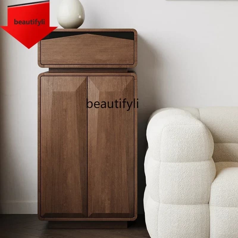 Q181 Walnut dining side cabinet against the wall, locker New Chinese living room Tea cabinet Dining room Solid wood storage   l