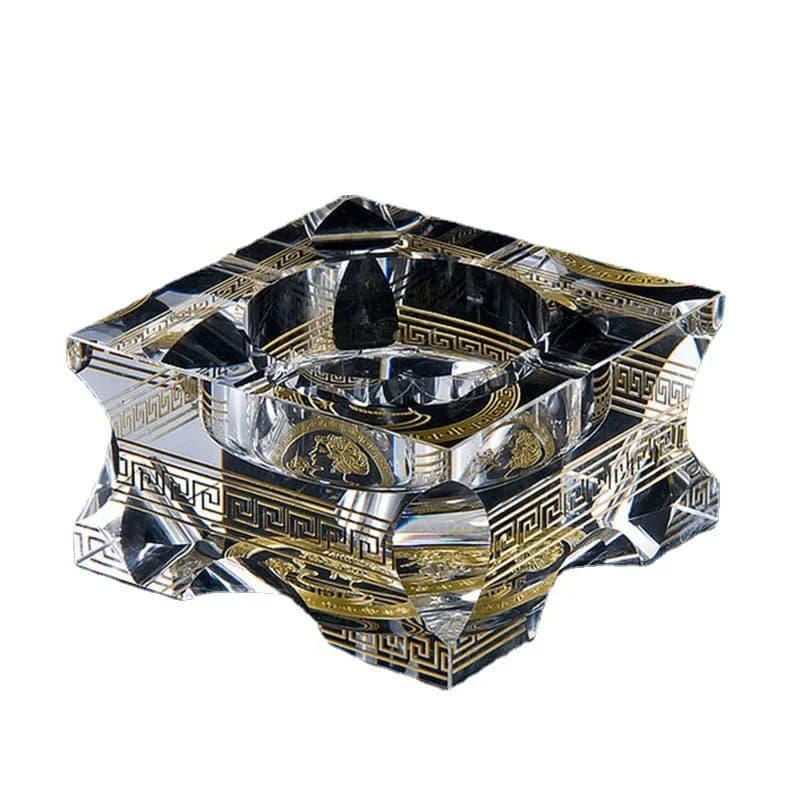 K9 crystal handmade gold-plated square size ashtray