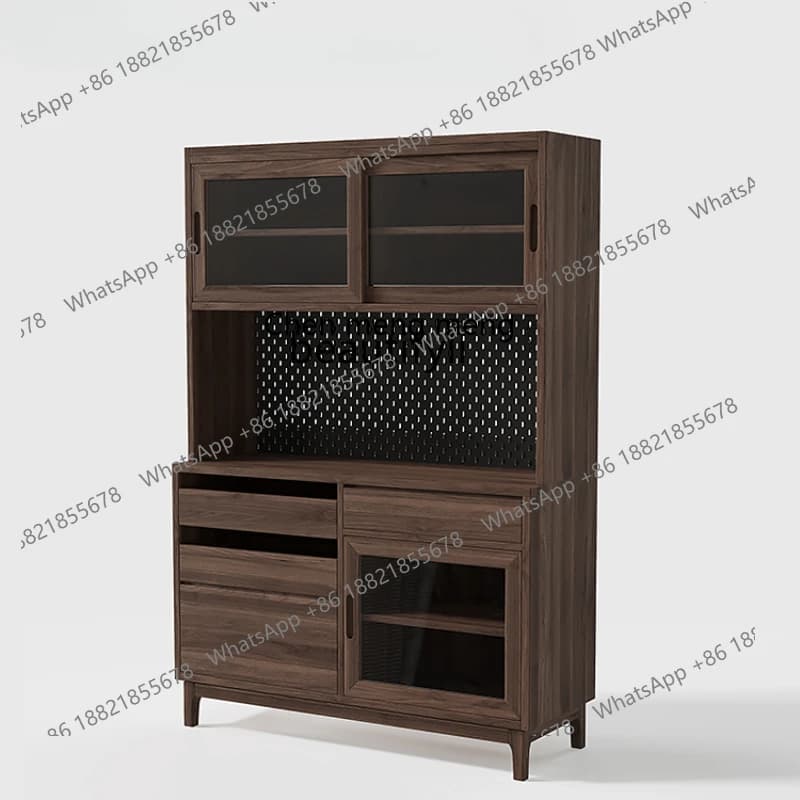 Modern Light Luxury Simple North American Black Walnut Minimalist Light Luxury Sideboard Cabinet Restaurant Locker Combination