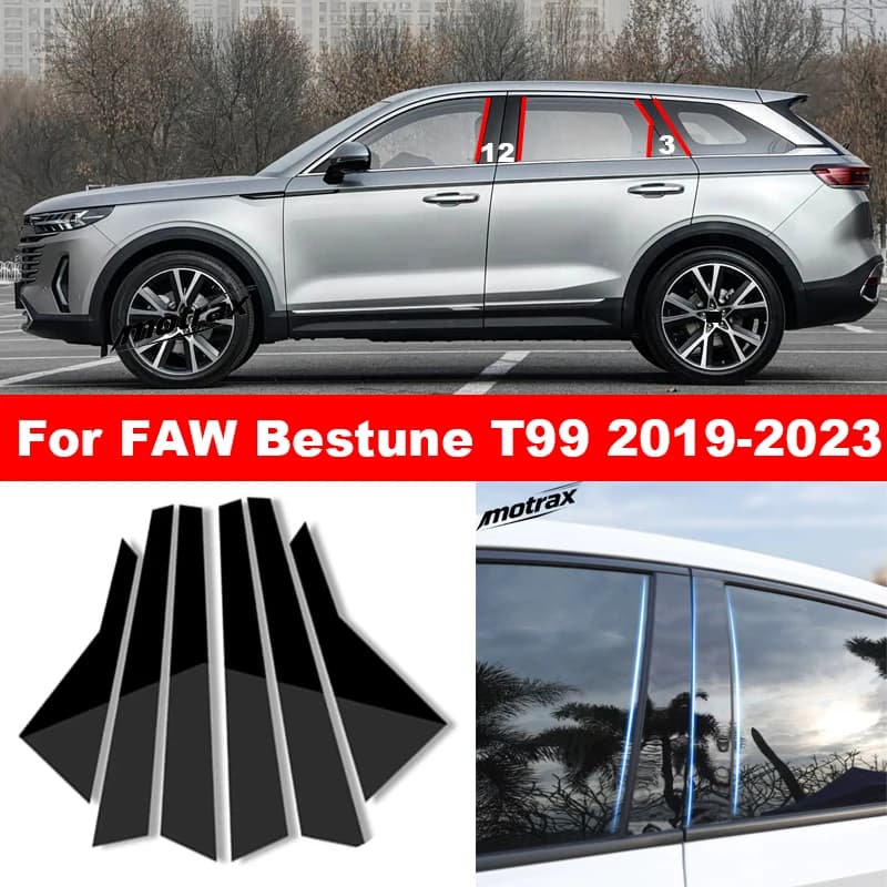 For FAW Bestune Besturn T99 2019 2020 2021 2022 2023 Car B C Pillar Stickers PC Window Trim Cover Middle Pillar Exterior Sticker