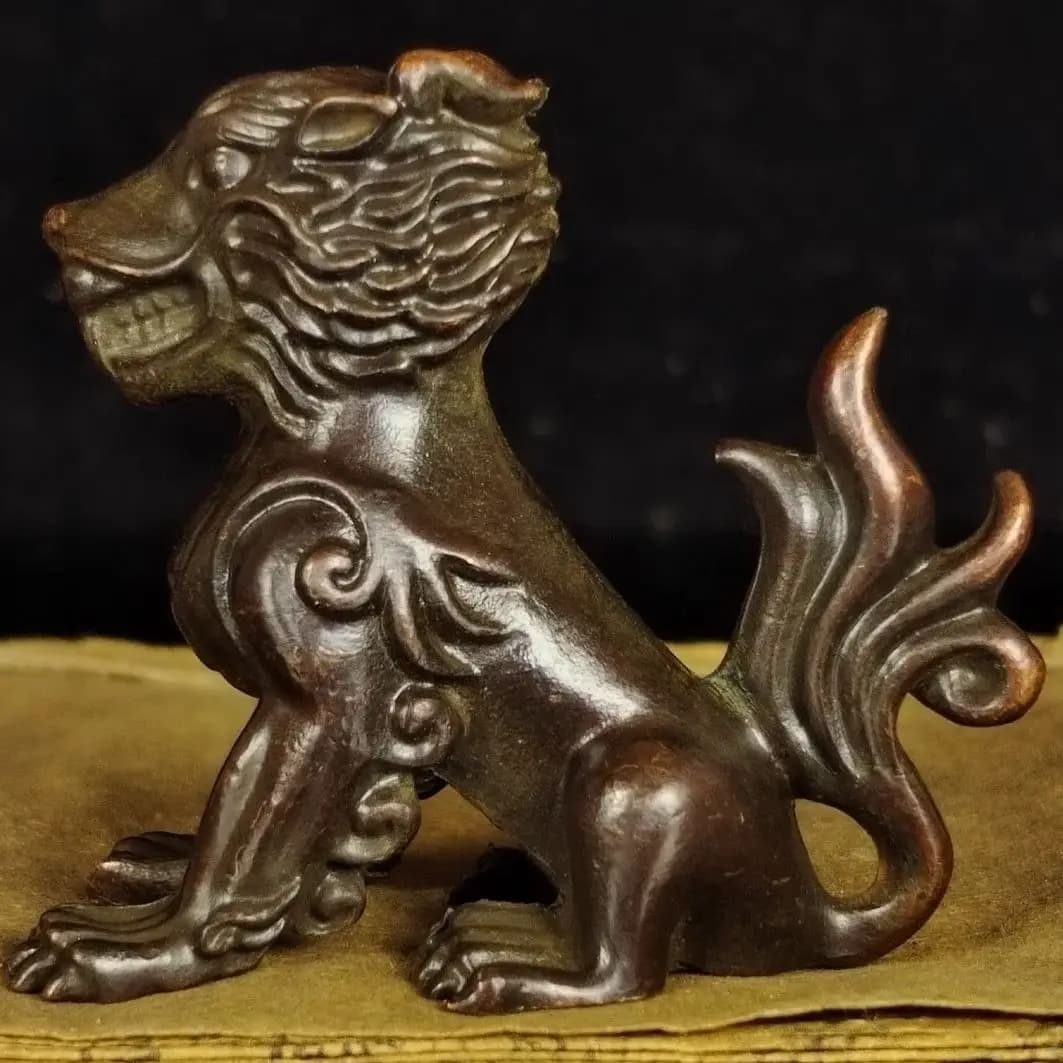Antique Antique Pure Copper Solid Dragon Born Jiuzi Tea Pet Small Ornament Home Decoration Crafts
