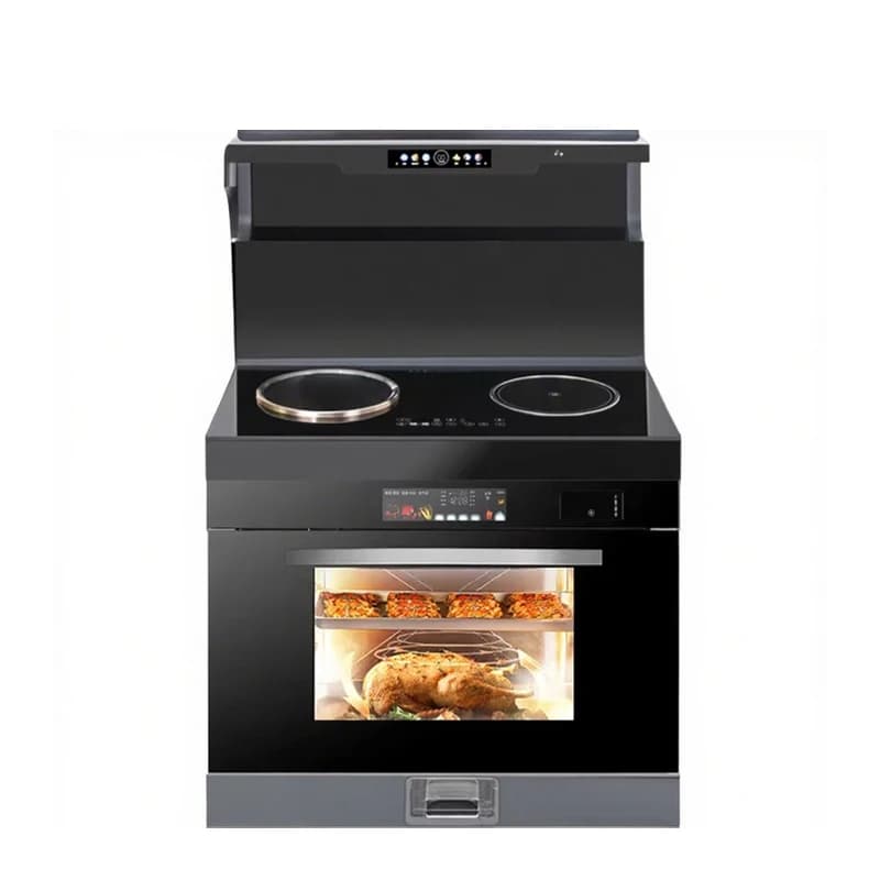 Smart Multifunctional Range Hood Kitchen Electric Stove 2 Burners Built-in Oven All-in-One Stove