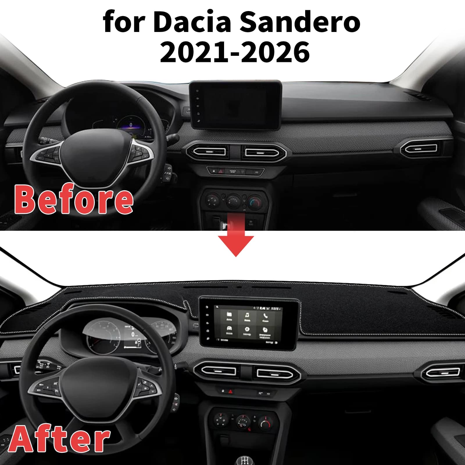 for Dacia Sandero 2026 2025-2021 Dashboard Cover Sun Shade Protector Dashmat Anti-Glare UV Block Carpet Mat Automotive Dash Mat