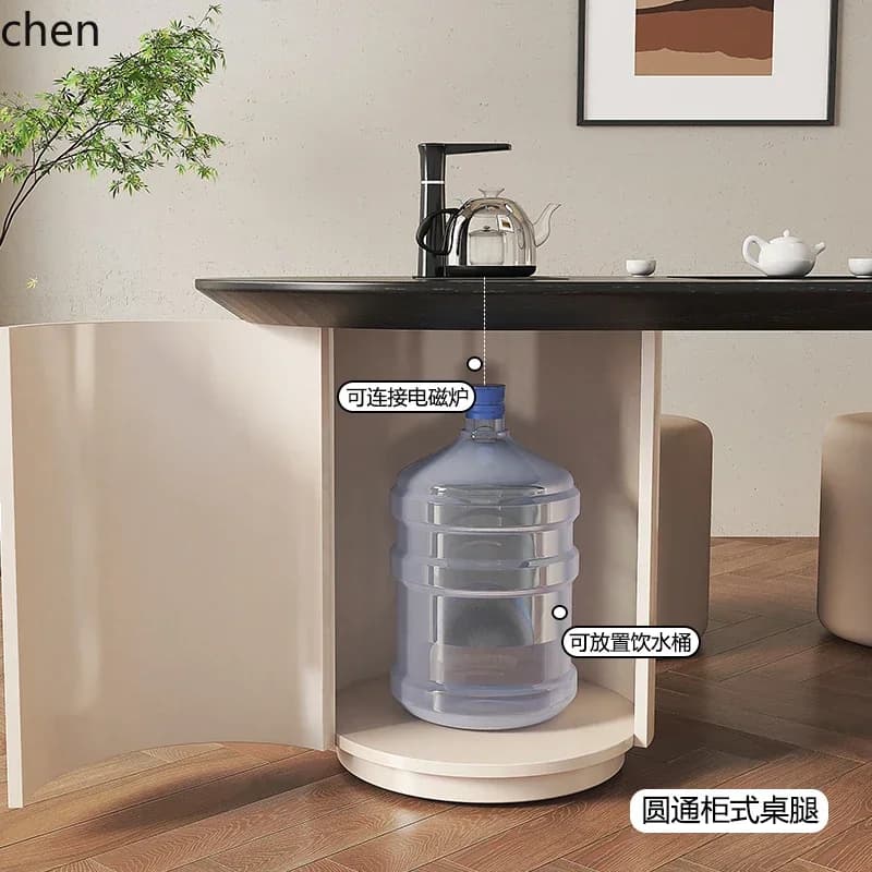 wabi wind desk tea table integrated dual-purpose household tea table ash wood tea table and chair combination