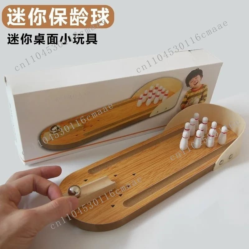 Mini Bowling Table Games Wooden Children's Educational Innovative Toys Solid Wood Parent-Child Fun Balls