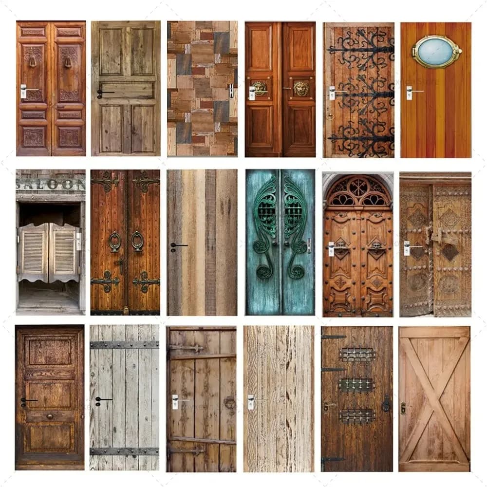 3D Rustic Barn Door Mural Sticker, Waterproof Removable Peel and Stick Door Decal for Farmhouse Home Poster Wardrobe Decor