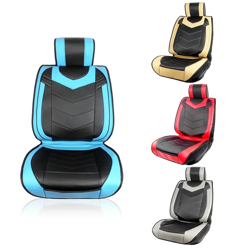 Universal Car Seat Leather Cover Gray/Red/Blue/Gold Full Set Protect Non-slip For Mazda BMW Chevrolet Toyota VW Benz Lexus Dodge