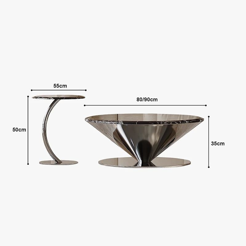 c13-Creative Marble Coffee Table Living Room Minimalist Stainless Steel Luxury High-End Coffee Table Round Home Furniture FYC