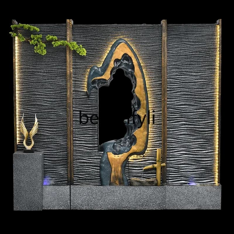 yj9 G Company double-sided water curtain wall, running water screen, entrance partition, office landscape landscaping floor deco
