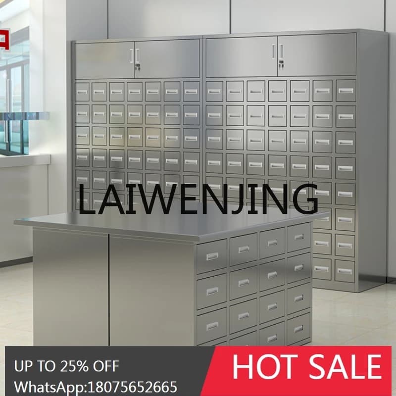 RWJ Stainless Steel Medicine Storage Multi-Drawer Cabinet Table Iron Sheet Traditional Chinese Medicine Dispensing Cabinet