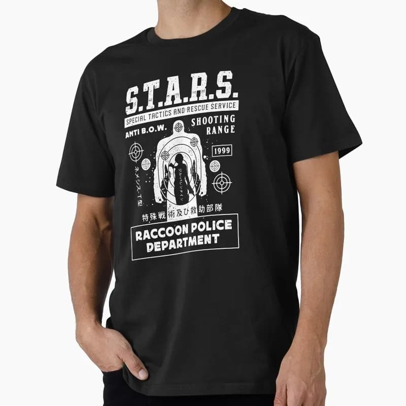 Raccoon City Shooting Range Resident Evil T‑Shirt Biohazard RE3 Horror Movie Game Graphic Tee Retro Unisex Streetwear Tops