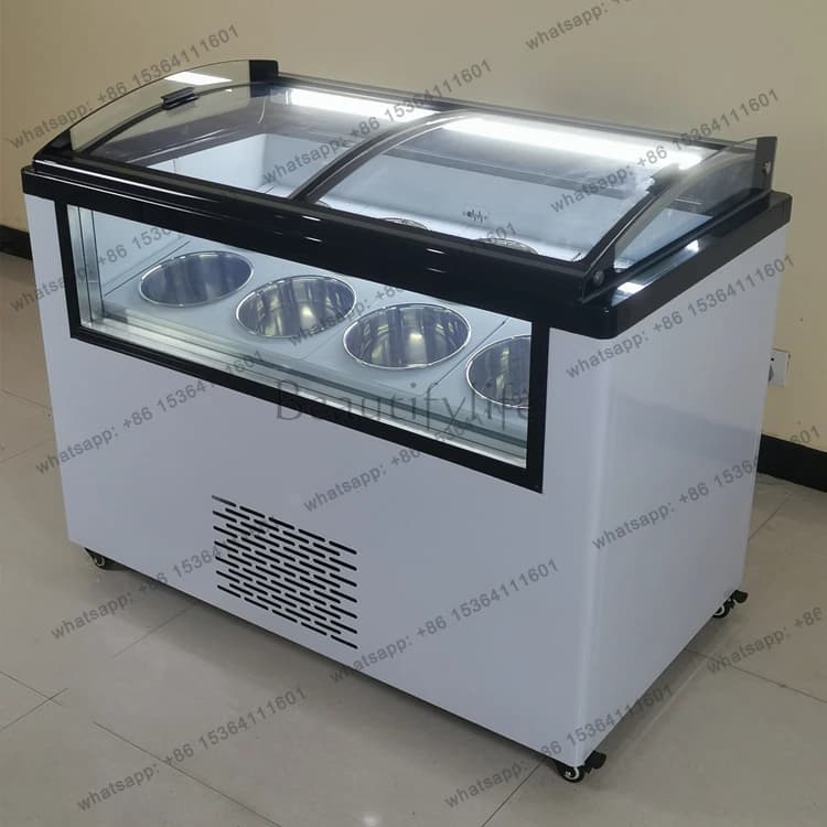 Thick cut fried yogurt cabinet freezer refrigerator commercial hand dug ball hard ice cream display cabinet