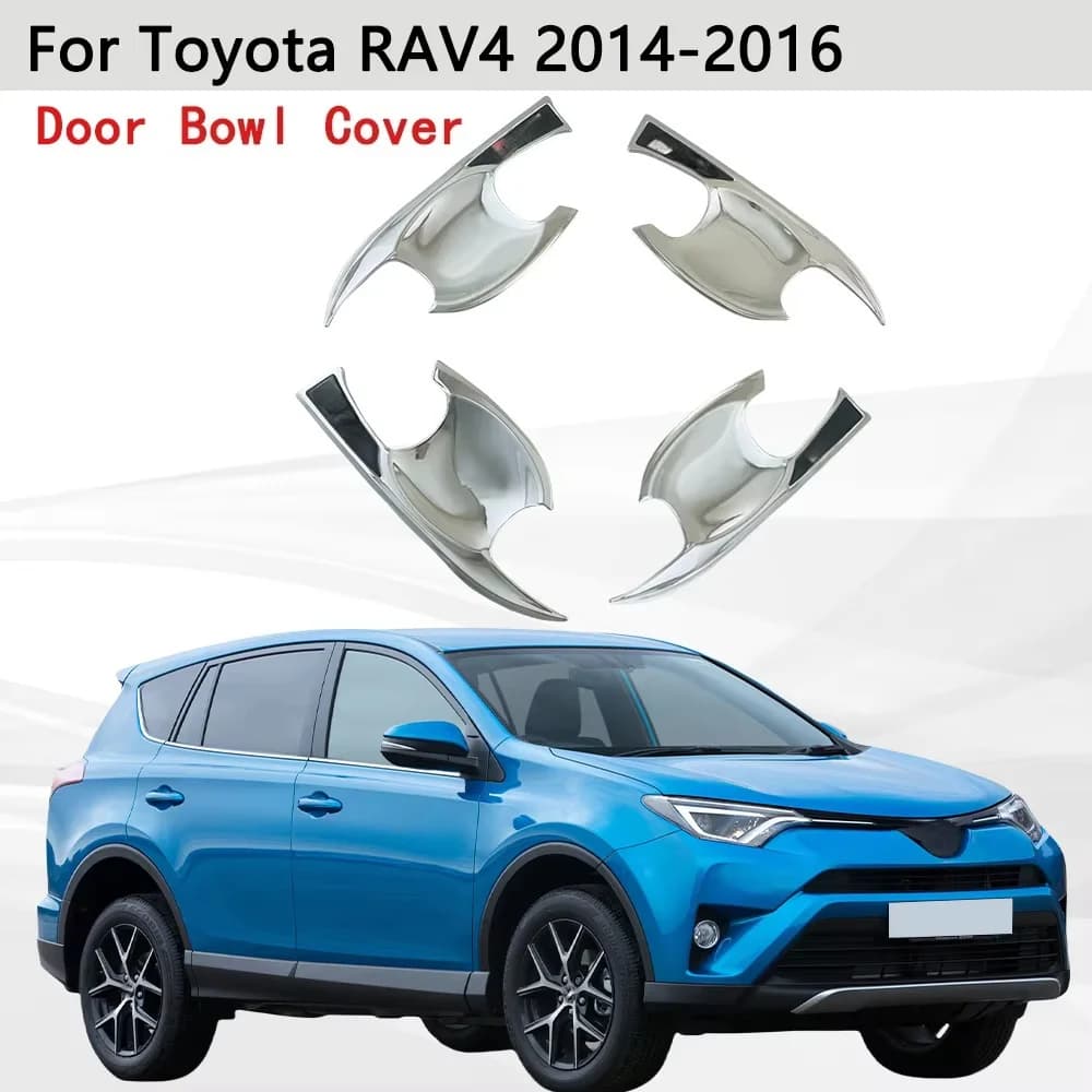For Toyota RAV4 2013 2014 2015 2016 Side Bowl Covers Silver Tools Car Accessories Auto Door Handle Covers Trim Stickers