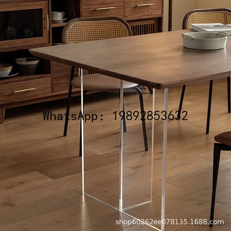 X-21  black walnut dining table acrylic suspended desk solid wood home office simple
