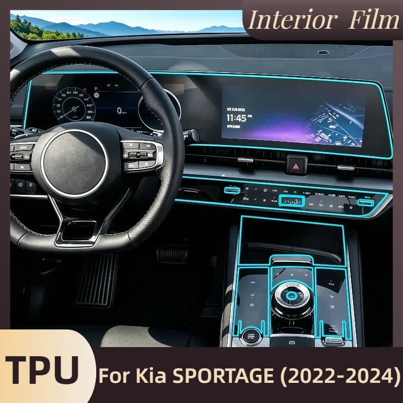 TPU Interior Protective Film For Kia SPORTAGE 2024 2023 2022 Car Navigation Center Console Protective Sticker Clear Anti-scratch