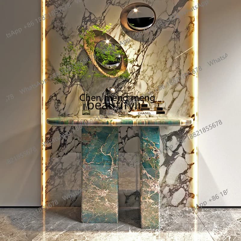 X  Marble entrance cabinet entrance door facing the door high-end French light luxury high-end wall entrance desk