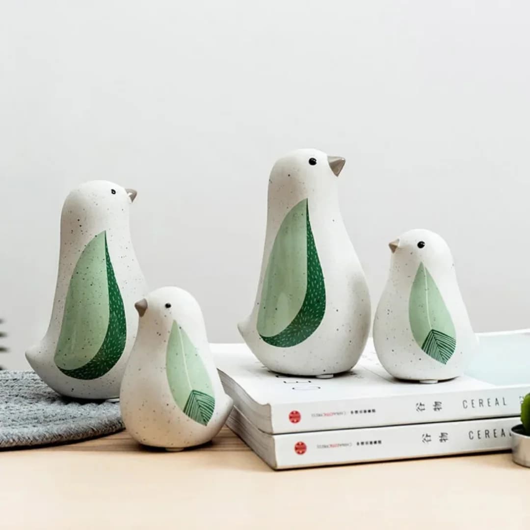 Cute Little Fresh Animals Ceramic Home Decor Ornaments Living Room Decoration Birds Decorative Figurines Lovable Desk Miniatures