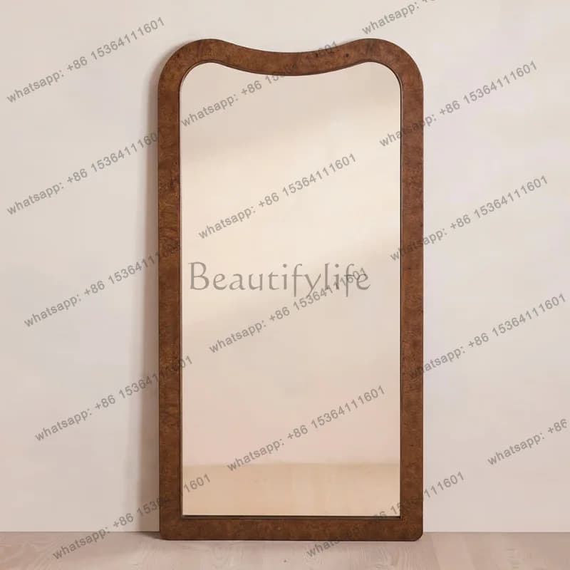 Simple Chinese wooden full-body mirror with frame retro floor mirror