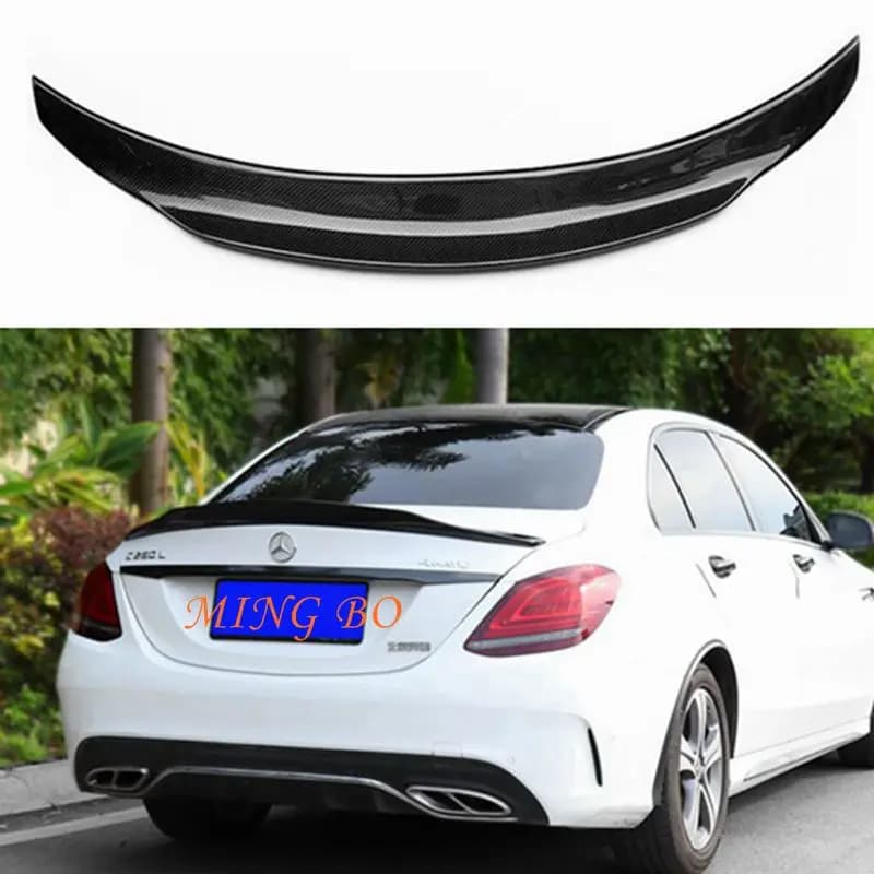 2013-2022 FRP Forged carbon FOR Mercedes-Benz C-Class W205 4Door sedan PSM Style Carbon Fiber Rear Spoiler Trunk Wing