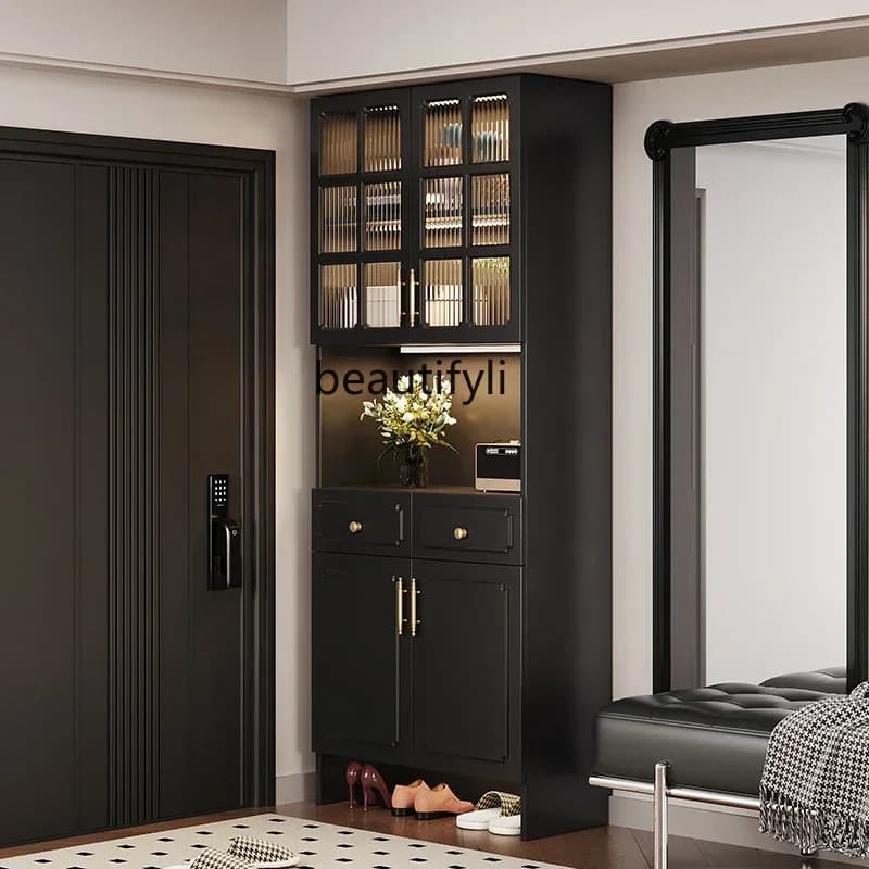 Q181  American retro heightened shoe cabinet storage cabinet integrated against the wall into the foyer porch storage cabinet