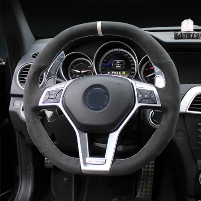 Customize Car Steering Wheel Cover Non-slip Suede Braid For Mercedes Benz A45 AMG W176 C63 W204 CLA C117 CLS S-Model 2011-2016