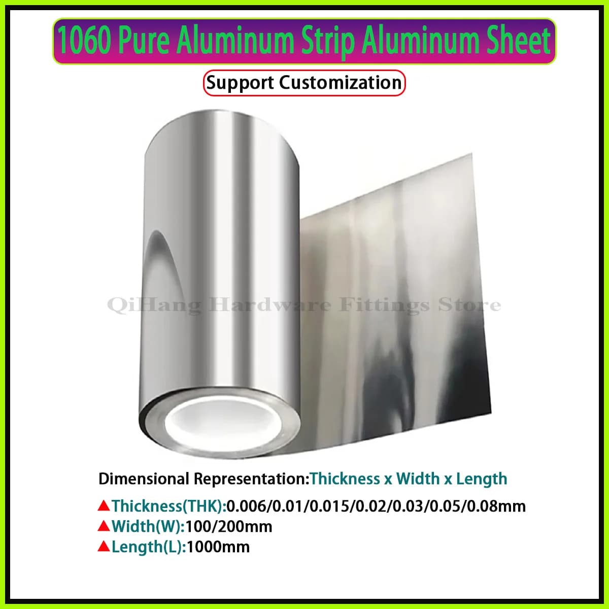AL Aluminum Strip 1060 Aluminum Strip Aluminium Foil Thin Sheet Plate DIY Material Thk0.006-0.08mm Width 100/200mm Length 1000mm