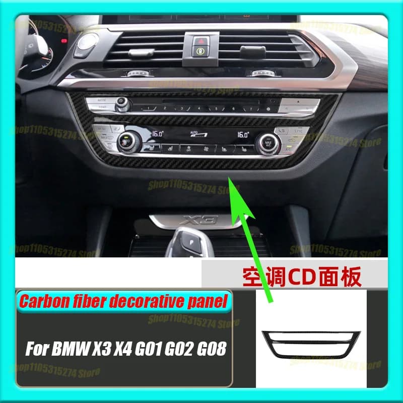 For BMW X3 X4 G01 G02 G08 Carbon Fiber Air Conditioner CD Panel Decorative Sticker Car Interior Modification Accessories
