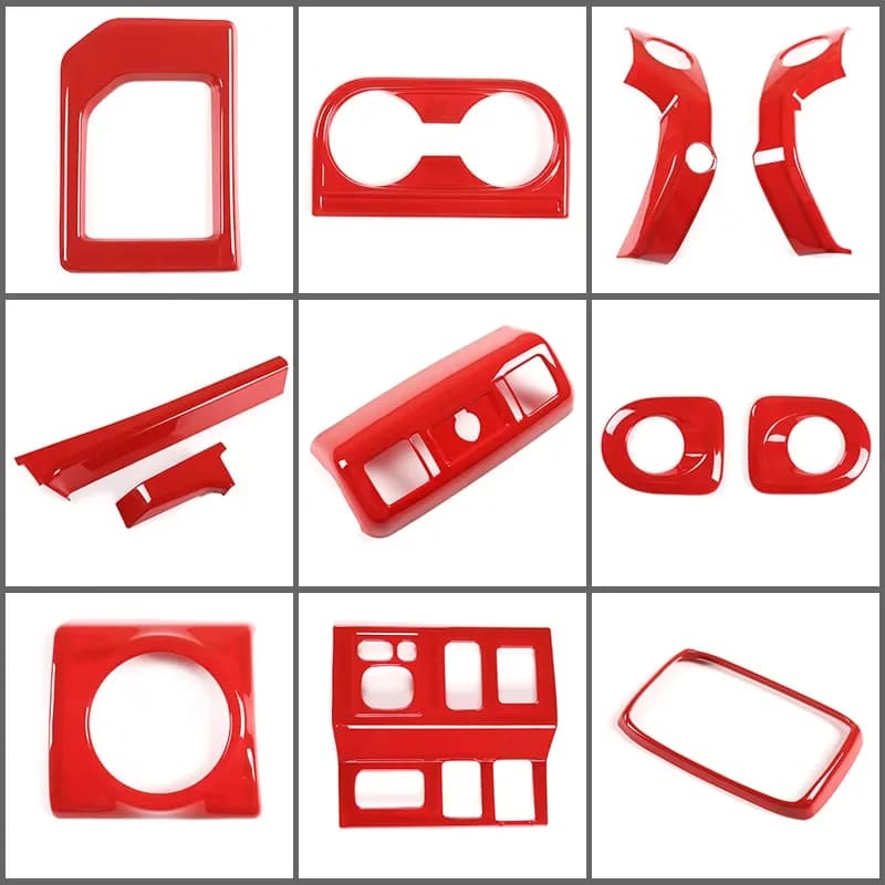 For 2014-2021 Toyota Tundra ABS red car inner handle frame cover decoration sticker car interior accessories