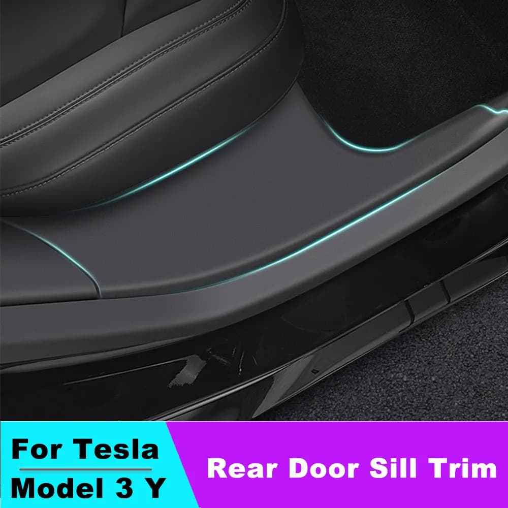 ABS Rear Door Sill Decoration Sticker Accessories For Tesla Model Y Car Threshold Pedal Protection Strip