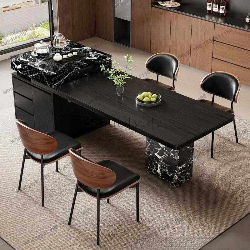 FG Luxury Modern Dining Tables New Style Villa Storage Advanced Dining Tables Customizable Accent Home Furniture Mesa Comedor Ls