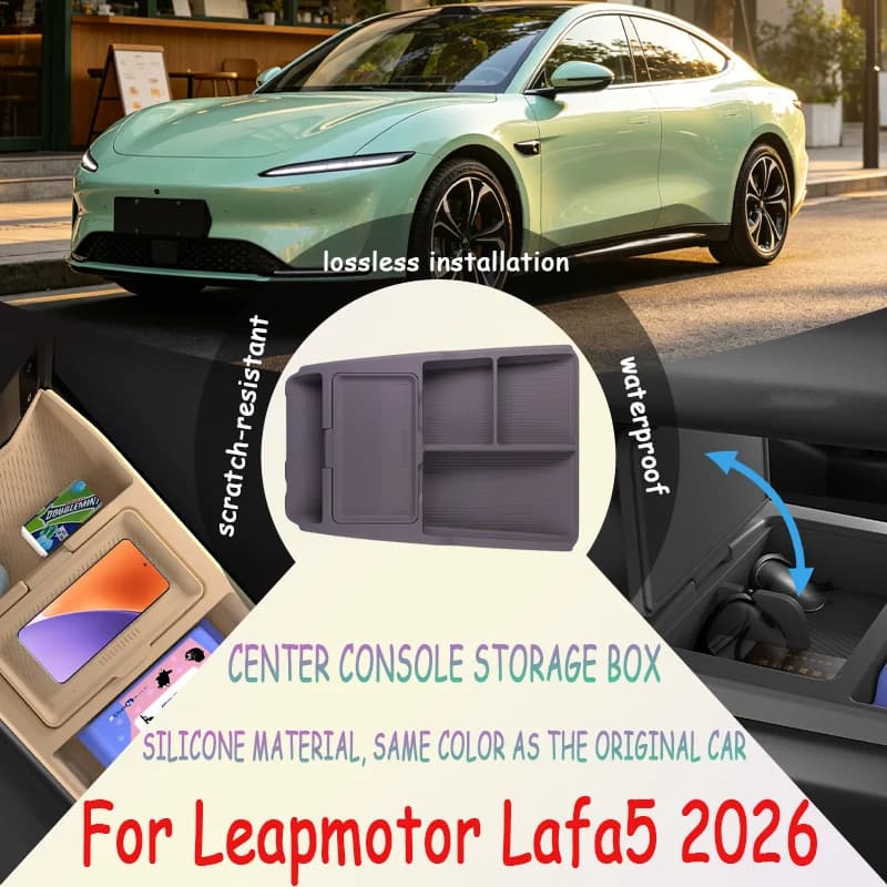For Leapmotor Lafa5 2026 Center Console Lower Storage Box, Drop-in Organizer Tray, Sunglasses Holder, Interior Accessory