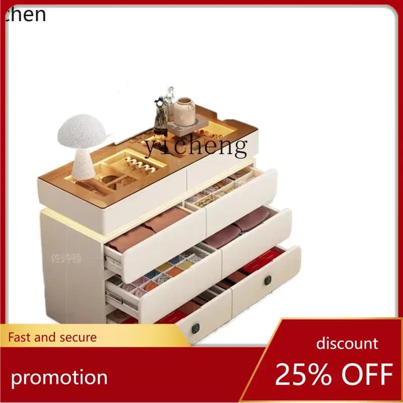 ZMLcream wind, bedside bucket cabinet, integrated hanging clothes, small apartment storage and placement cabinet