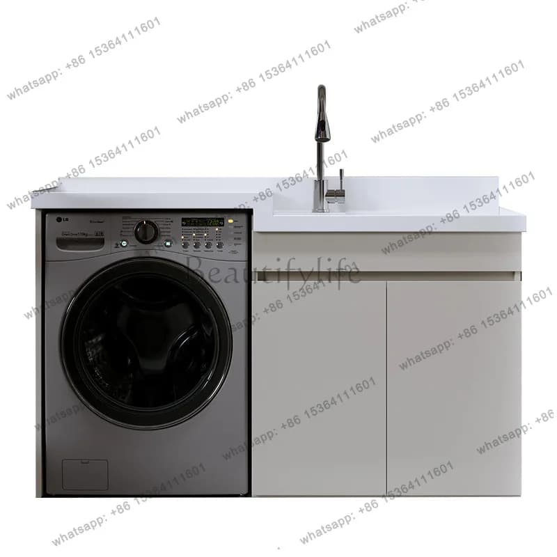Honeycomb aluminum balcony washing machine integrated cabinet combination high and low laundry sink with rubbing board