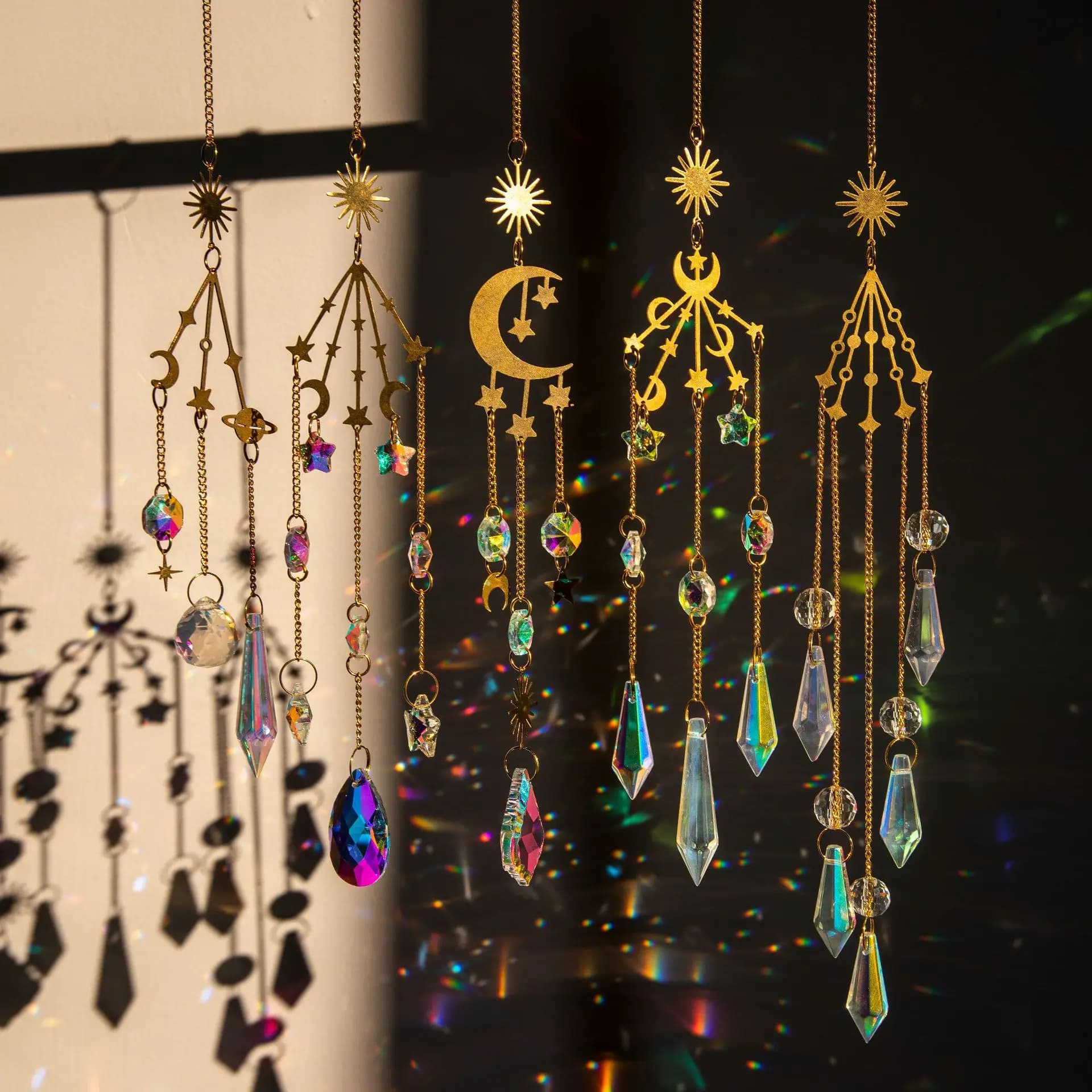 crystalsuncatcher galaxy crystal sun catcher lighting wind chime pendant diy rainbow light and shadow
