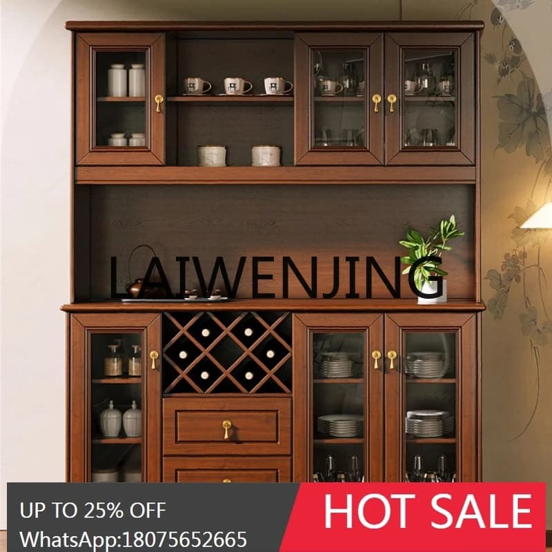 New Chinese Style Solid Wood Sideboard Wall-Mounted Living Room Tea Cabinet Retro High-Grade Home Kitchen Locker