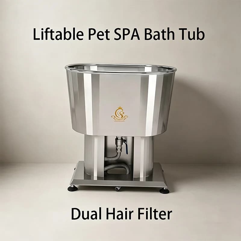 EUR PET Premium All Stainless Steel Pet Water Bath Tank Closed Sink with Double Filter for Pet Grooming & SPA Therapy