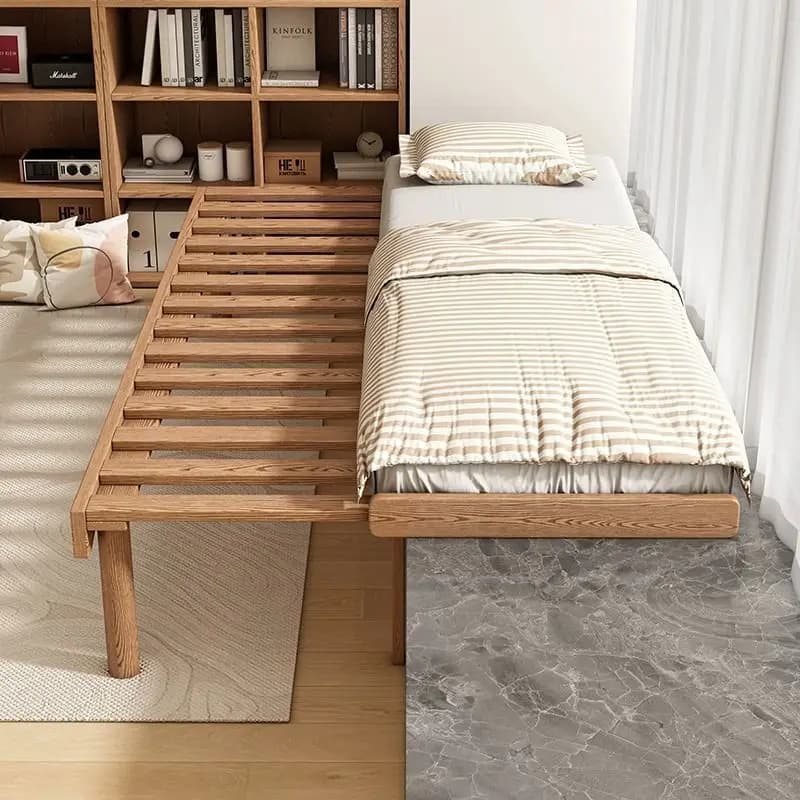 All solid wood bay window bed, multi-functional folding and retractable, solid wood sofa bed dual-purpose
