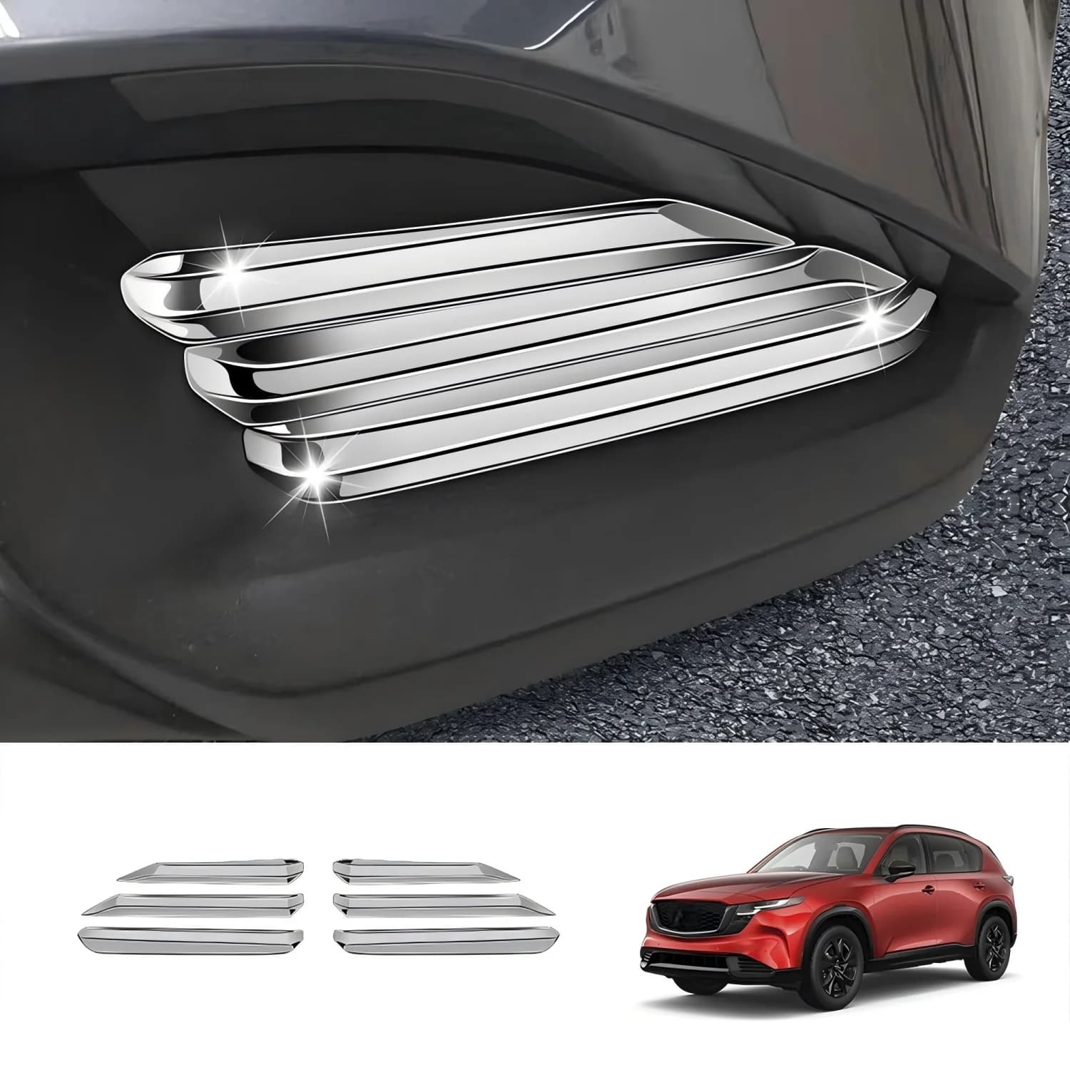For Mazda CX-5 2026 Front Fog Lamp Frame Trim Sticker ABS Plastic Self-Adhesive 2PCS