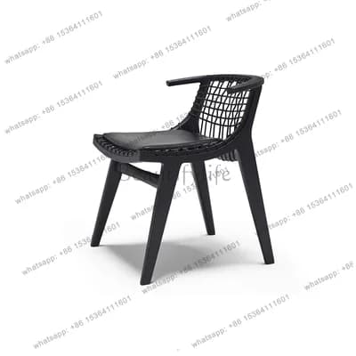 Italian solid wood rope leisure back chair living room lazy sofa recliner