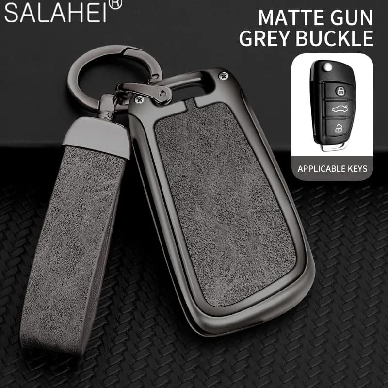 Leather Car Remote Key Fob Case Cover For Audi A1 A3 A4 8P 8L 8V A5 B6 B7 A6 A7 C5 C6 Q3 Q5 Q7 4F S3 S4 S6 RS3 TT Auto Keychain