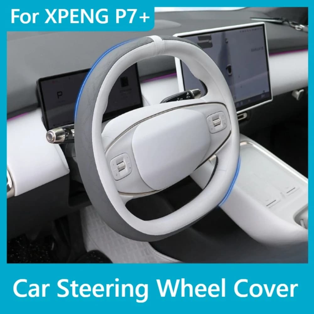 For XPENG P7+ Car PU Leather Steering Wheel Cover  Fully Wrap Non-slip Wearproof Car Interior Accessories