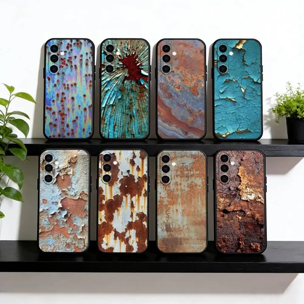 Retro Industrial Style Rusty Phone Case Black Silicone Soft For Samsung Galaxy A73,A72,A71,A70,A53,A52,A51