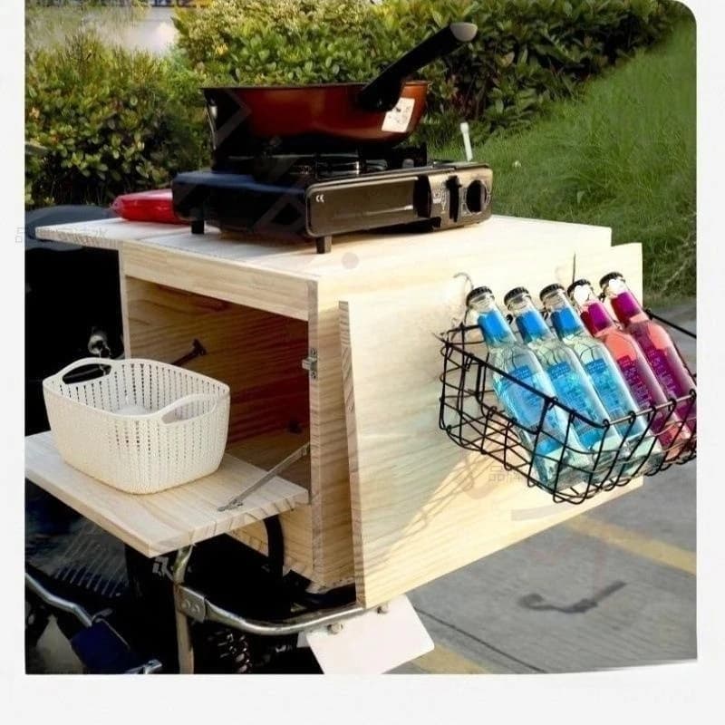 Outdoor Storage Box Electric Vehicle Stall Box Pine Folding Box Storage Picnic Trunk Shelf