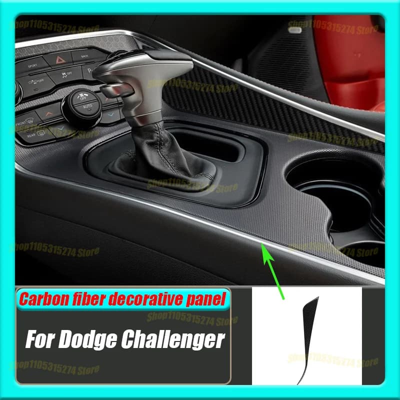 Center Control Gear Side Sticker, Suitable for Dodge Challenger Carbon Fiber Interior Modification Decorative Sticker