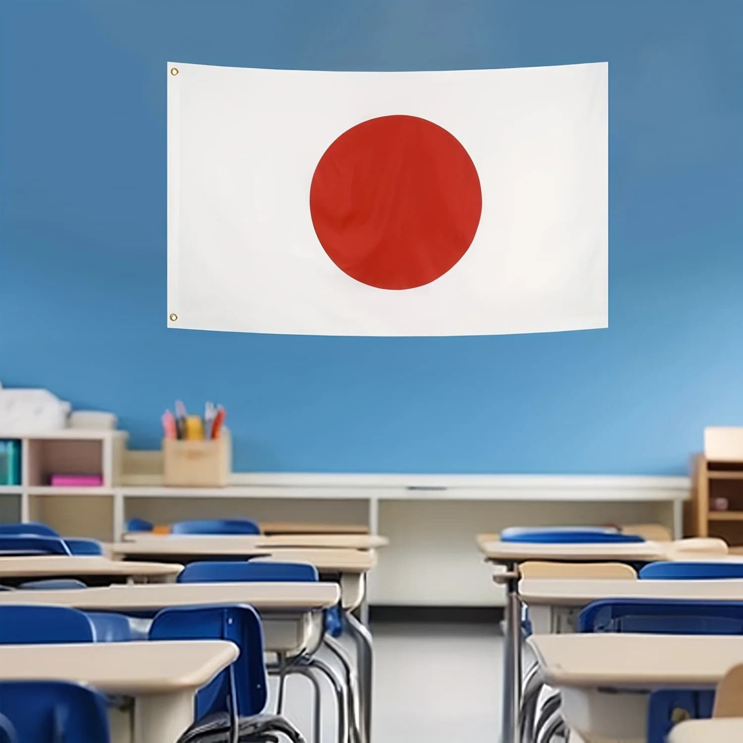 1pc Japanese Flag,with Bright Red Sun Badge and White Background, Ideal for Families, Classrooms and Events, No Flagpole