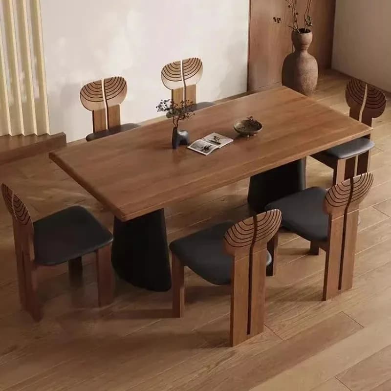 Wood Brown Decor Dining Table Set Design Modern Mid Century Luxury Dining Table Vintage Restaurant Mesa De Jantar Furniture Home