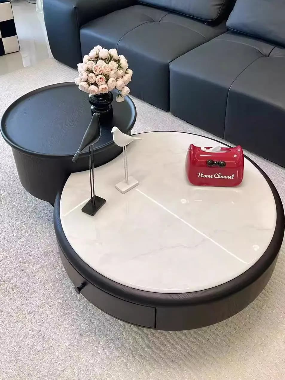 CX Italian minimalist coffee table light luxury high sense, living room Internet celebrity home round marble