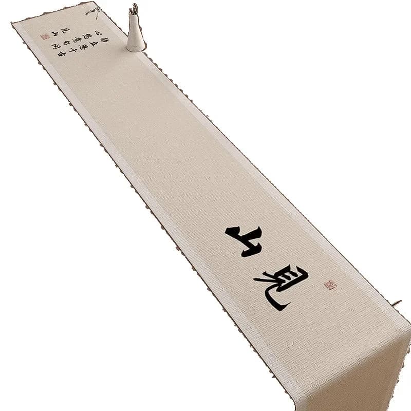 New Chinese calligraphy text tea party, light luxury high-end Zen table mat